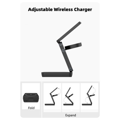 3-i-1 Foldbar trådløs oplader - Hvid